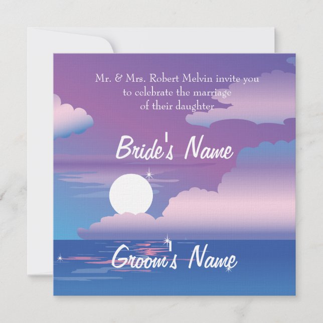 Tropical Night  Wedding Invitation (Front)