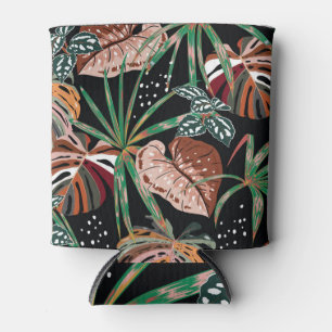 Tropical Noir: Dark Exotic Forest Pattern Can Cooler