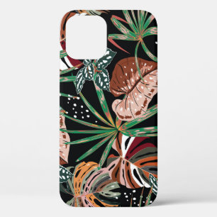 Tropical Noir: Dark Exotic Forest Pattern iPhone 12 Case