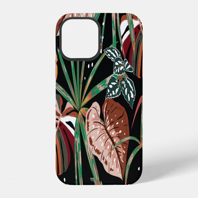 Tropical Noir: Dark Exotic Forest Pattern iPhone Case (Back)