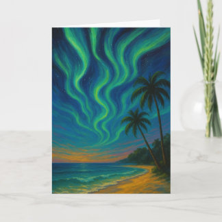 Tropical Northern Lights Christmas Card