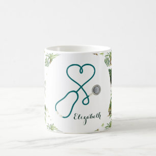 Tropical Nurse Practitioner Medical Monogrammed Coffee Mug