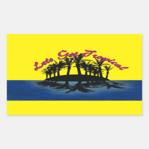 Tropical Oasis: Lets Get Tropical Rectangular Sticker