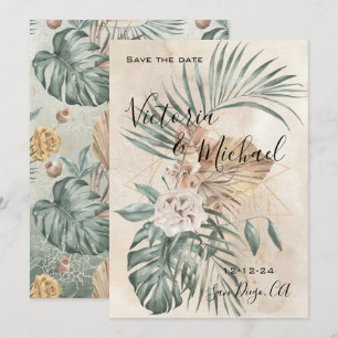Tropical Oasis Modern Palm Save the Date Wedding Invitation