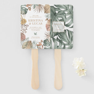 Tropical Oasis Monstera Destination Wedding Hand Fan