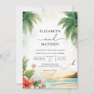 Tropical Oasis Palm Arch Wedding Invitation