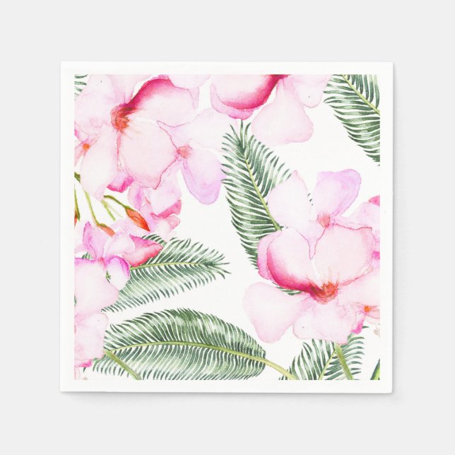 Tropical Oasis Pink Green Hawaiian Bridal Shower Napkin (Front)