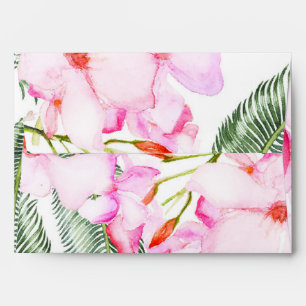 Tropical Oasis Pink Green Hawaiian Floral Wedding Envelope