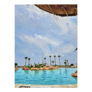 Tropical Oasis With Palm Trees And Vibrant Blue Photo Print