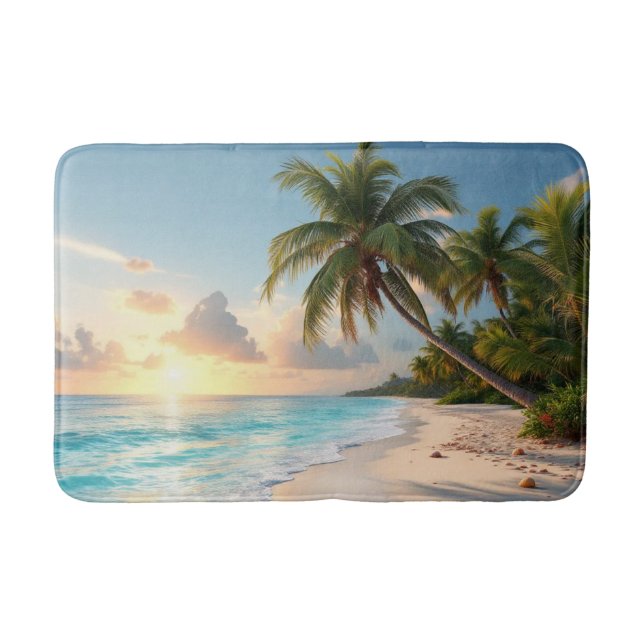 Tropical Ocean Beach Bath Mat (Front)