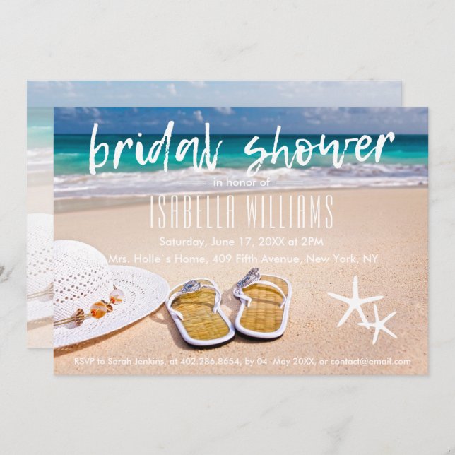 Tropical Ocean Beach Bridal Shower Invitation (Front/Back)