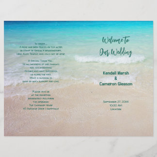 Tropical Ocean Beach Folded Wedding Program