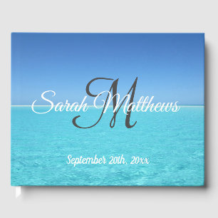 Tropical Ocean Beach Monogram Wedding Guest Book