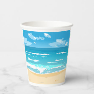 Tropical Ocean Beach Scene Coastal Landscape  Paper Cups