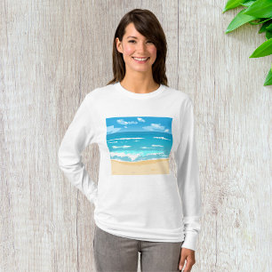 Tropical Ocean Beach Scene Coastal Landscape  T-Shirt