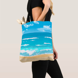 Tropical Ocean Beach Scene Coastal Landscape  Tote Bag