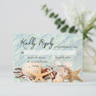 Tropical Ocean Beach Seashell RSVP Card