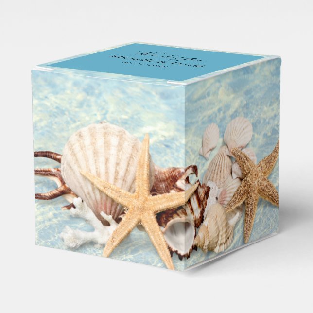 Tropical Ocean Beach Seashell Wedding Favour Box (Front Side)