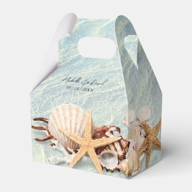 Tropical Ocean Beach Seashell Wedding Favour Box (Front Side)