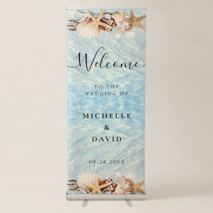 Tropical Ocean Beach Seashell Wedding Welcome  Retractable Banner
