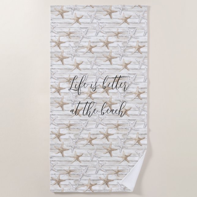 Tropical Ocean Beach Starfish  Beach Towel (Front)