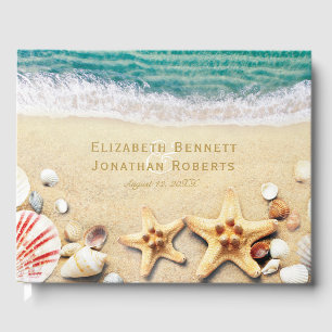 Tropical Ocean Beach Starfish Shells Wedding Guest Book
