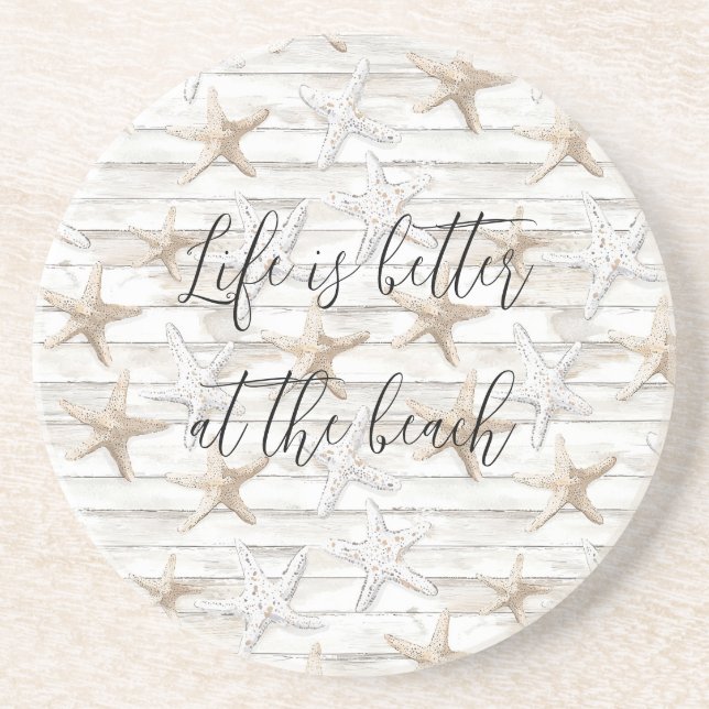 Tropical Ocean Beach Starfish Wedding Coaster (Front)