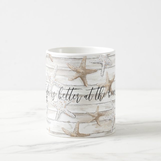 Tropical Ocean Beach Starfish Wedding Coffee Mug (Center)