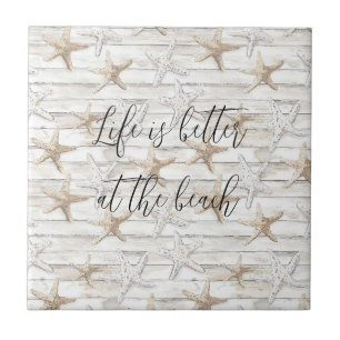 Tropical Ocean Beach Starfish Wedding Tile