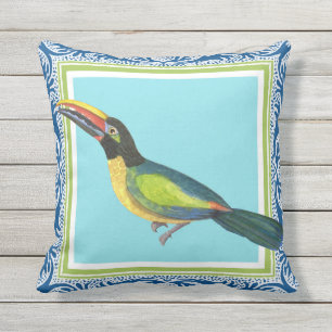 Tropical Ocean Beach Toucan Bird Batik Pattern Art Cushion