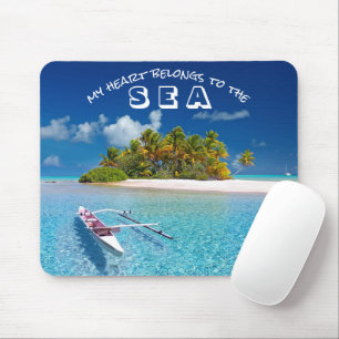 Tropical Ocean Beach Typography Mouse Mat