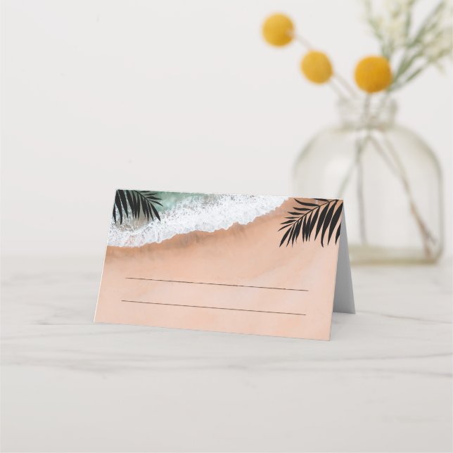 Tropical Ocean Beach Wedding Place Card (Front)
