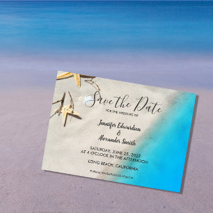 Tropical ocean beach wedding Save the Date Invitation
