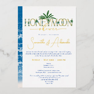 Tropical Ocean Blue Honeymoon Couple Shower Silver