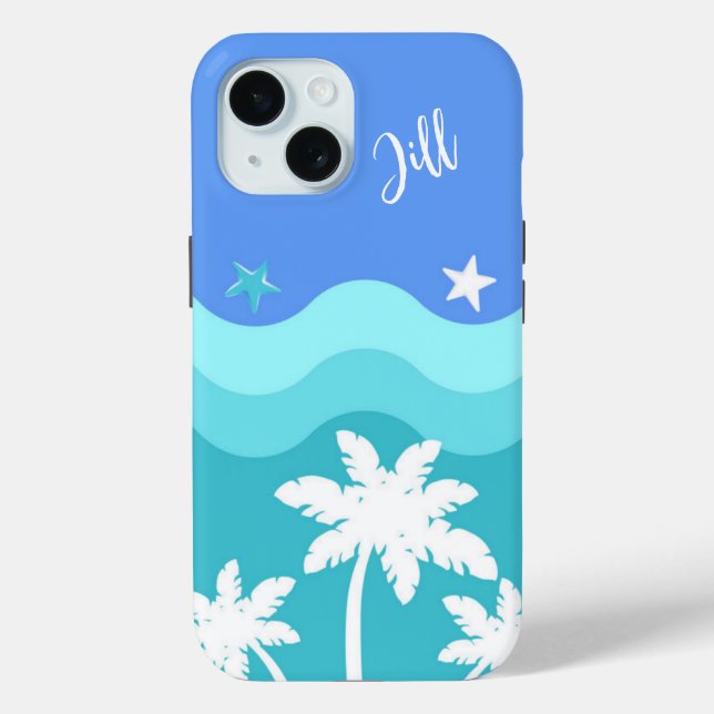 Tropical Ocean Breeze and Palm Trees iPhone Case (Back)