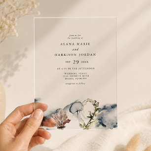 Tropical Ocean Coral Jelly Fish Beach Wedding Acrylic Invitations