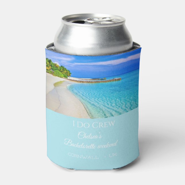 Tropical Ocean I Do Crew Bachelorette Party  Can Cooler (Can Front)