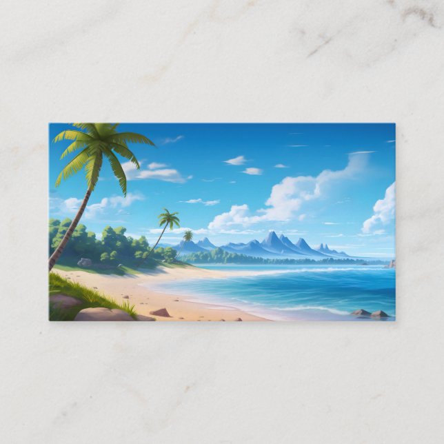 Tropical Ocean Island Sandy Beach Shore Enclosure Card (Front)