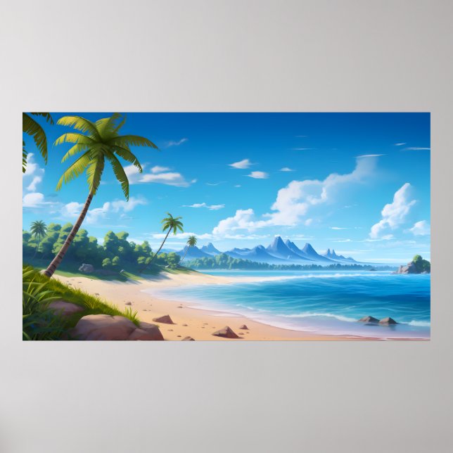 Tropical Ocean Island Sandy Beach Shore  Poster (Front)