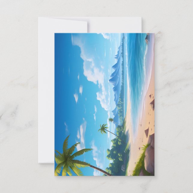 Tropical Ocean Island Sandy Beach Shore  Thank You Card (Front)