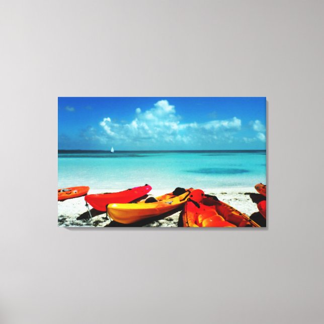 Tropical Ocean Kayak Canvas Print (Front)