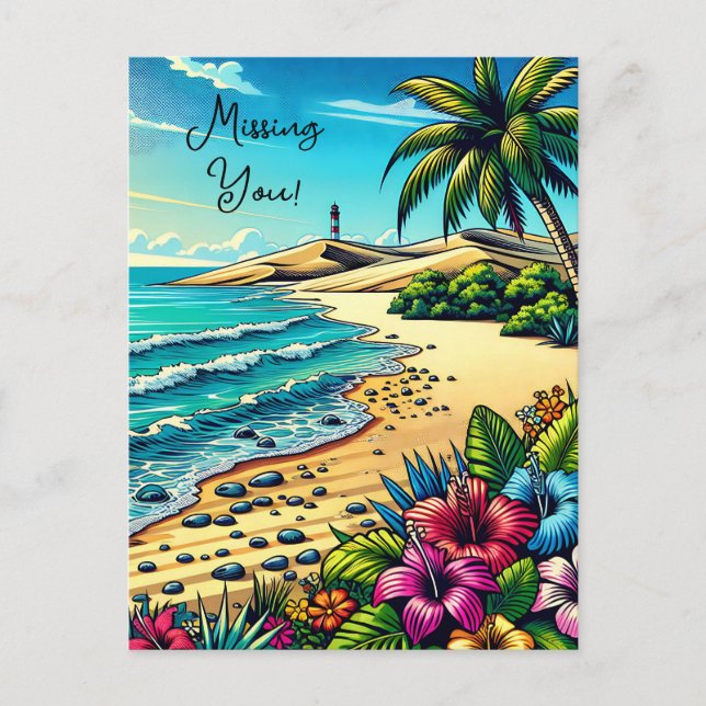 Tropical Ocean Missing You Vacation  Postcard (Front)