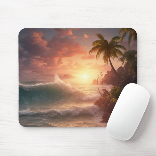 Tropical Ocean Morning Mouse Mat (With Mouse)