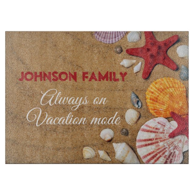 Tropical ocean nautical coastal summer vacation cutting board (Front)