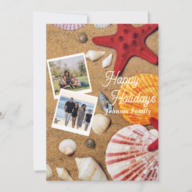 Tropical ocean nautical coastal summer vacation holiday card (Front)