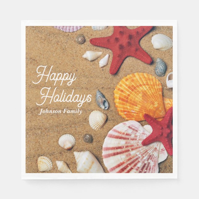 Tropical ocean nautical coastal summer vacation  napkin (Front)
