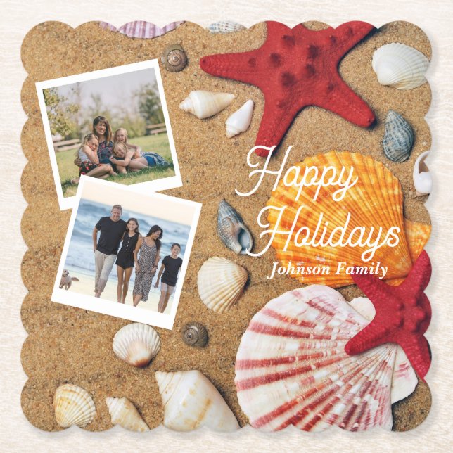 Tropical ocean nautical coastal summer vacation  paper coaster (Front)