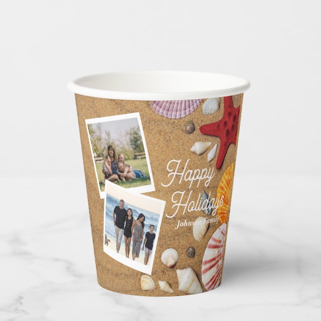 Tropical ocean nautical coastal summer vacation paper cups (Front)