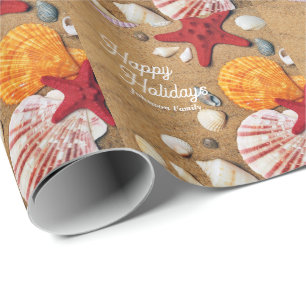 Tropical ocean nautical coastal summer vacation  wrapping paper