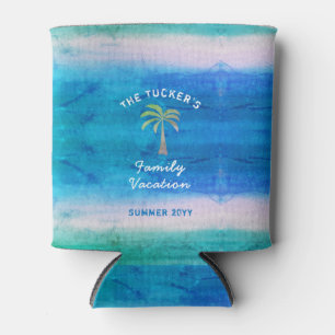 Tropical Ocean Palm Tree Summer Family Vacation Can Cooler